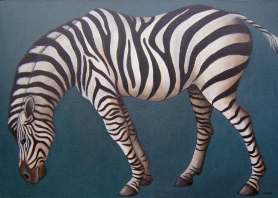 Charlotte Lyon - Zebra on Blue
