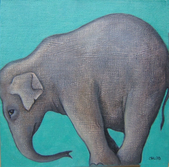 Charlotte Lyon - Elephant on Green